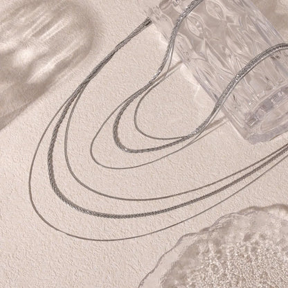 Fashionable Cuban titanium steel necklace hip-hop style multi-layer layered women's collarbone chain